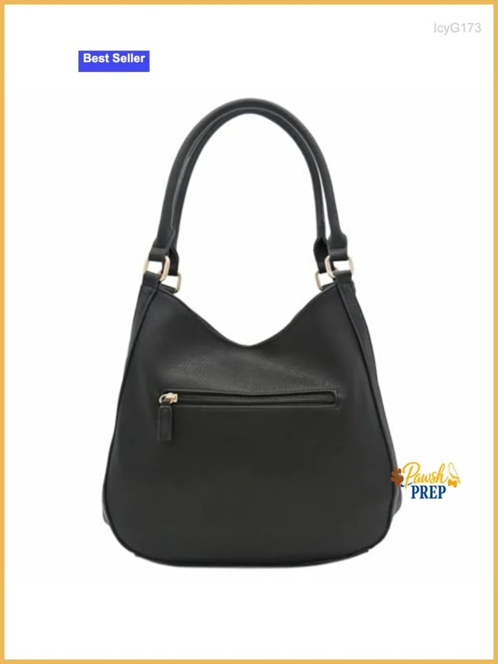 Lightweight Faux Leather 3 Compartment Medium Hobo Bag with Gold Hardware